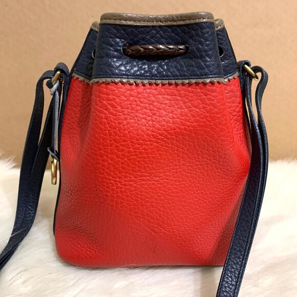 DOONEY and BOURKE Vintage Red & Blue All Weather Leather TETON Drawstring Bucket - Picture 6 of 16